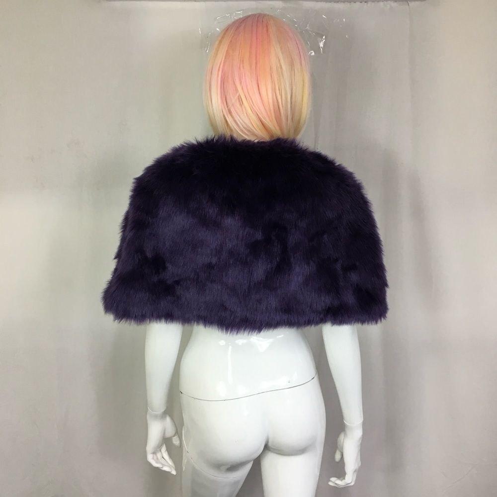 Cache Women's Purple Faux Fur Elegant Wrap Shrug Size S/M - Picture 4 of 10